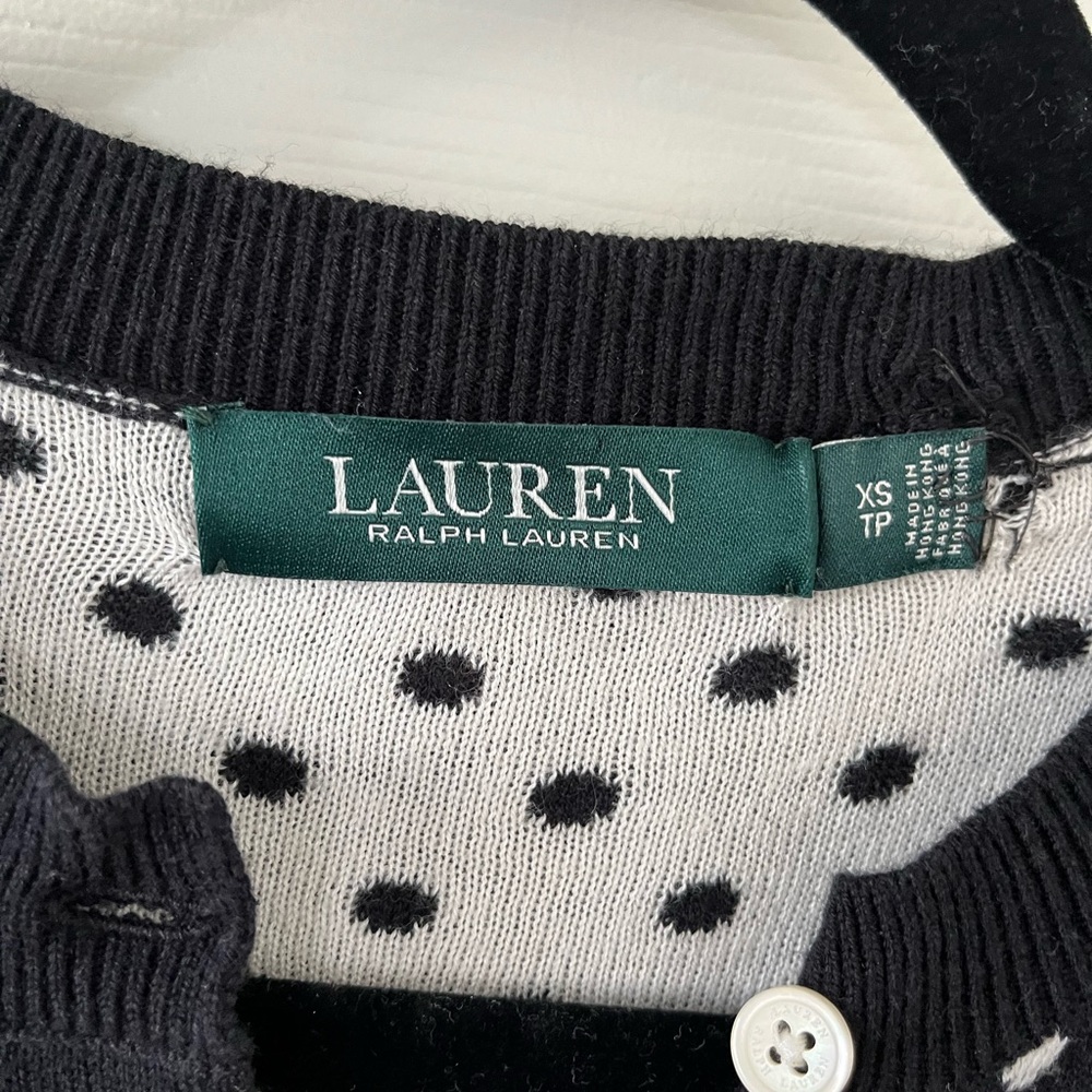 Ralph Lauren Black and White Polka Dot Cardigan - Picture 2 of 4